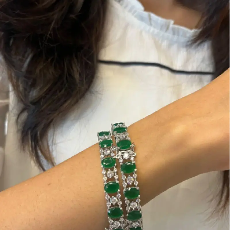 Aahana Diamond Bangles With Coloured Crystals