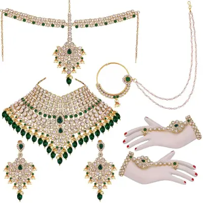 Gold Plated Dulhan Choker Bridal Set with sheeshpatti for Girls & Women