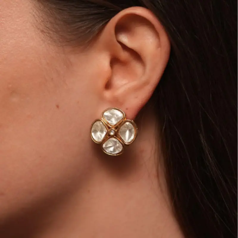 Gold Finish Beaded Classic Studs