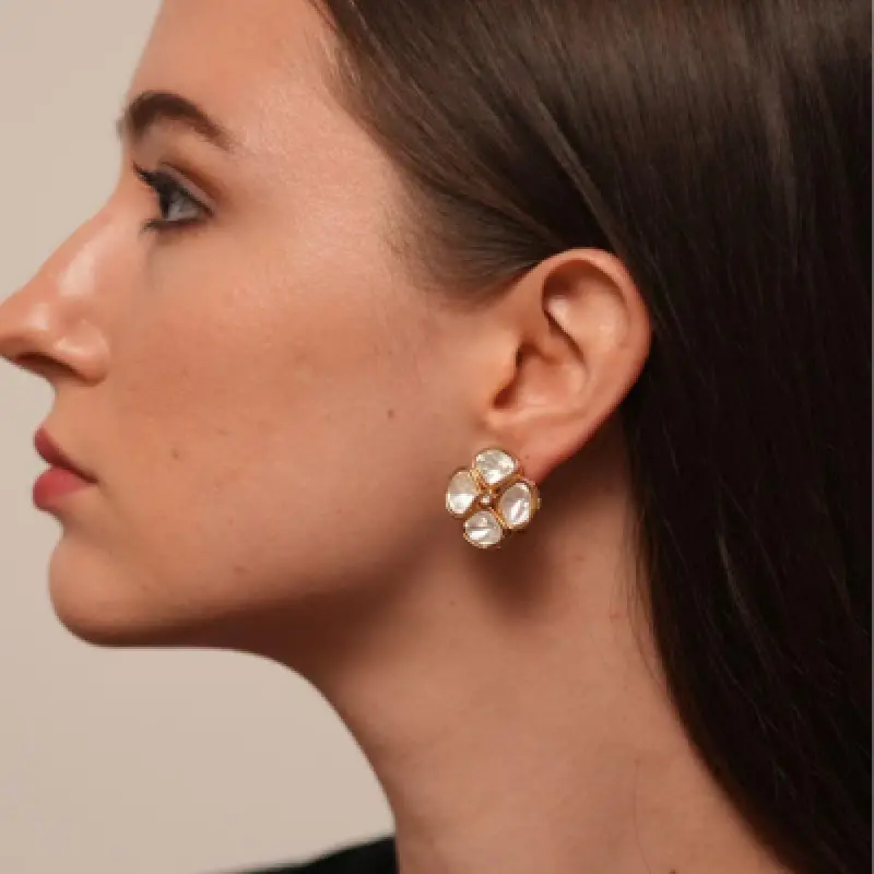 Gold Finish Beaded Classic Studs