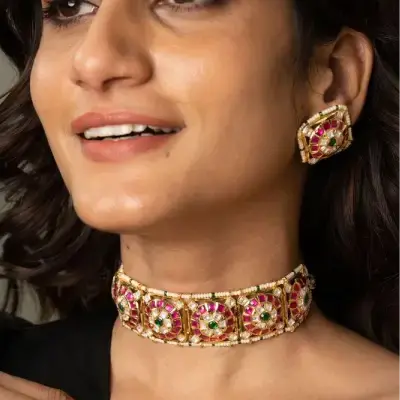 Janani Polki Choker Set with Oversized Studs