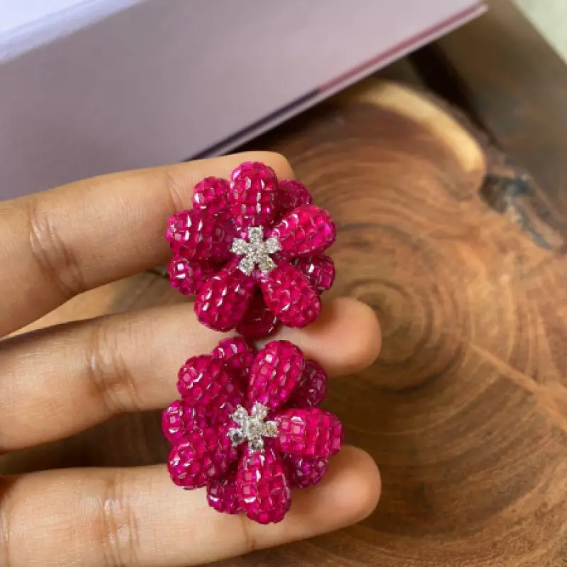 Beautiful Flower Design Ear Studs
