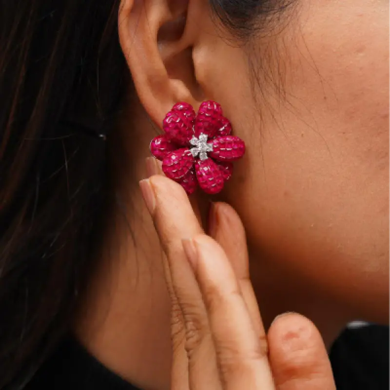 Beautiful Flower Design Ear Studs